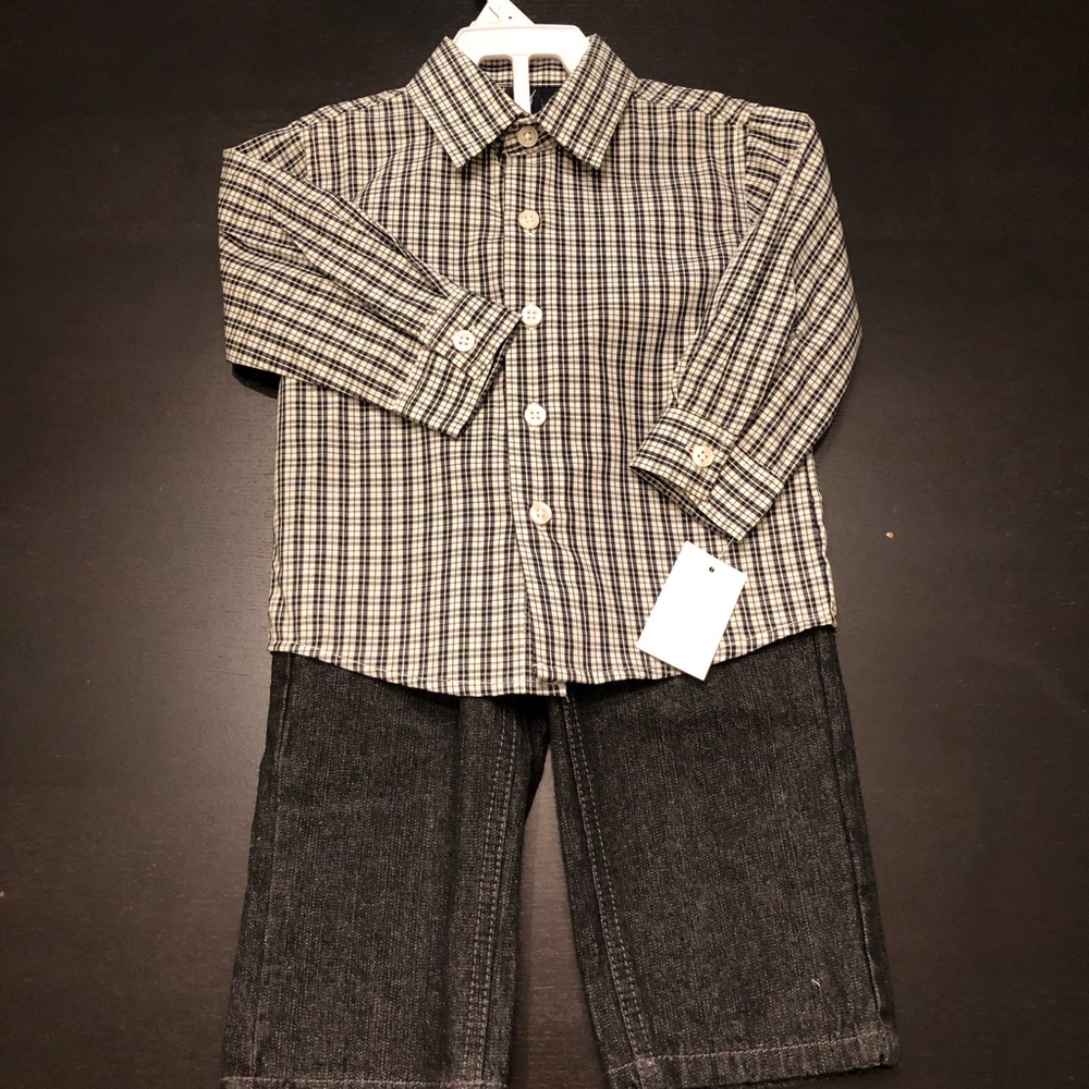 Nautica 2 piece set shirt and jeans 18 months NWT